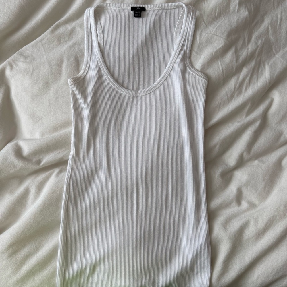 J.Crew Classic White Ribbed Tank Top